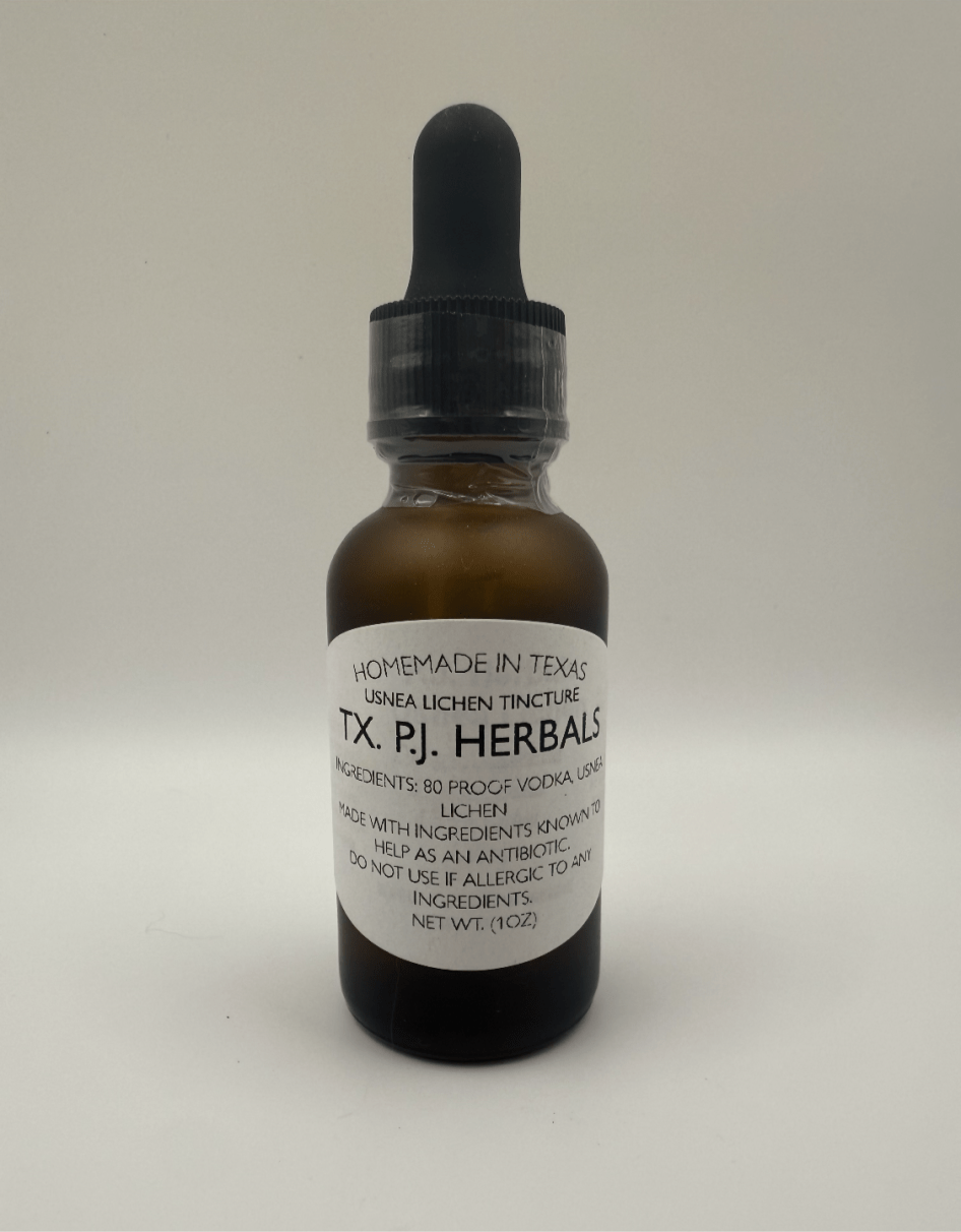 Usnea Lichen Tincture herbal extract in brown dropper bottle for natural antibiotic support