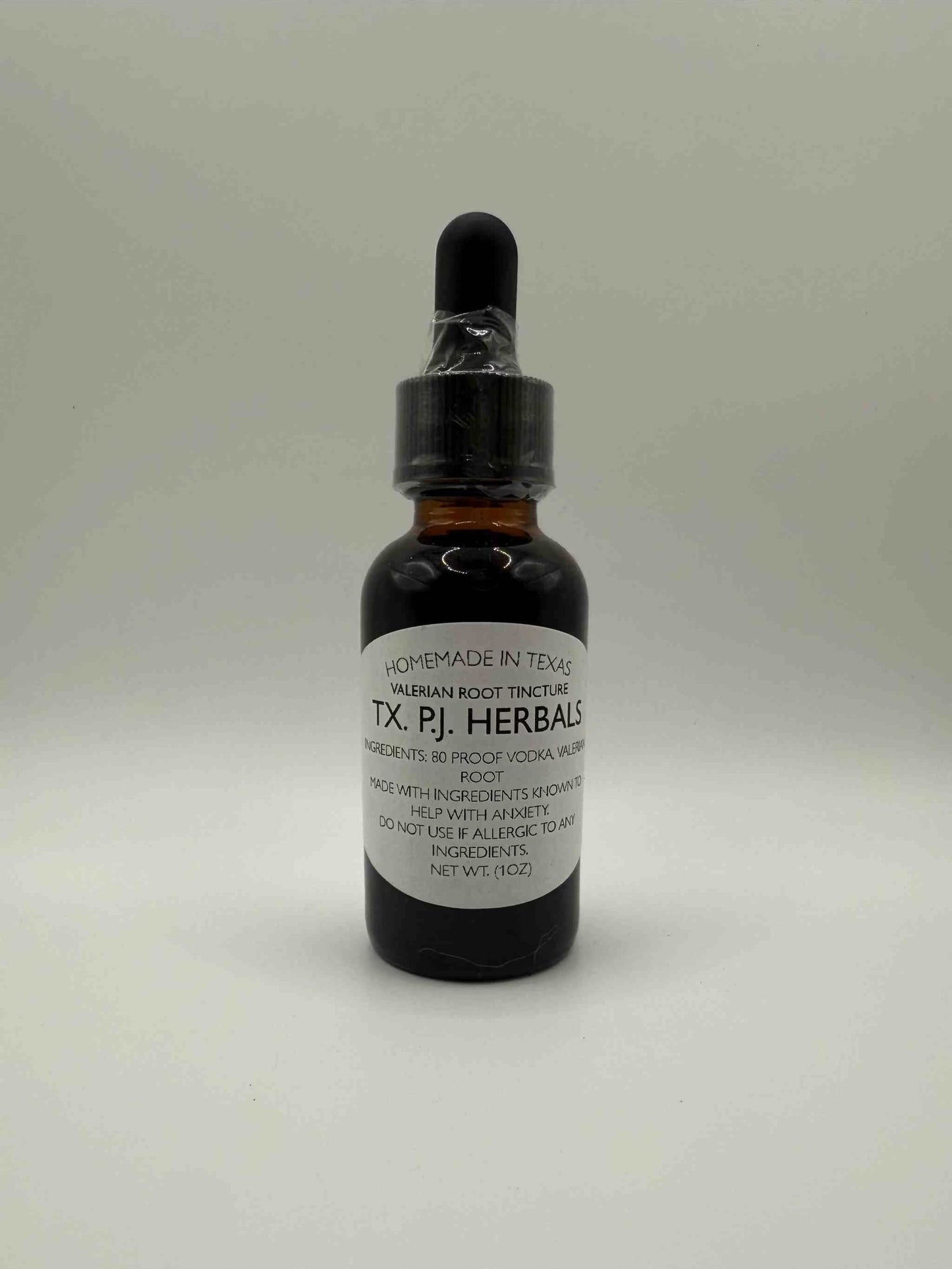Bottle of Valerian Root Tincture with dropper for anxiety relief and muscle relaxation