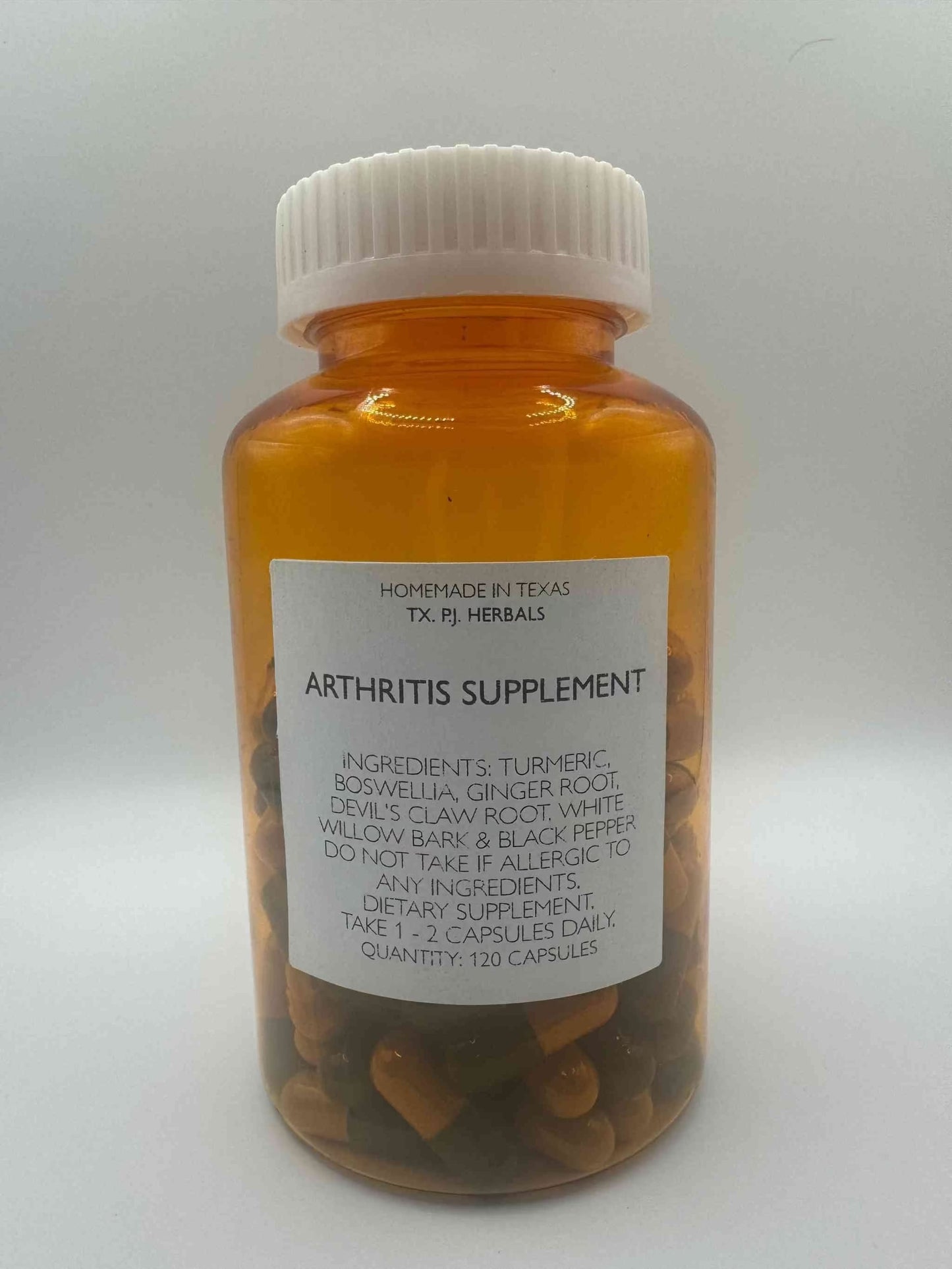 Organic Arthritis Supplement bottle with natural herbal capsules for joint pain relief and inflammation reduction