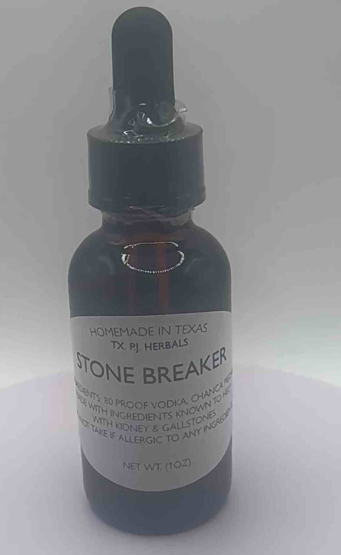 Stone Breaker Tincture herbal remedy for kidney and gall stones in a dark glass dropper bottle