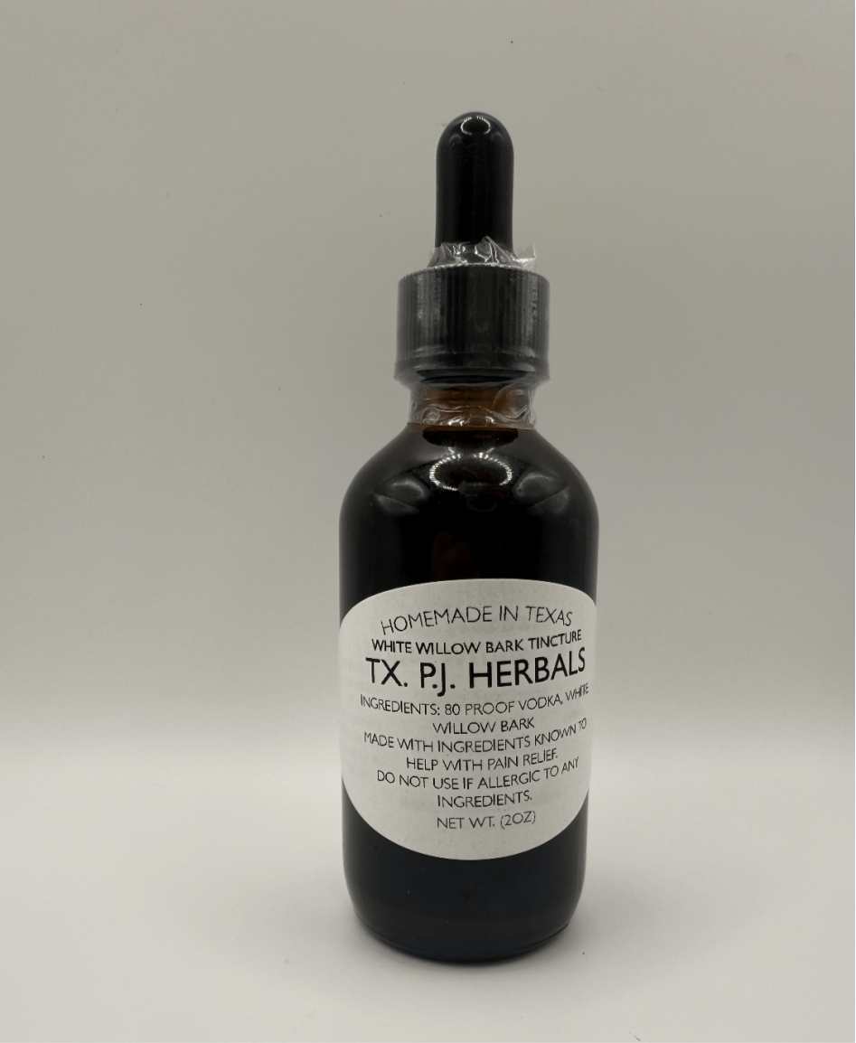 White Willow Bark tincture bottle with dropper for natural pain relief and anti-inflammatory support