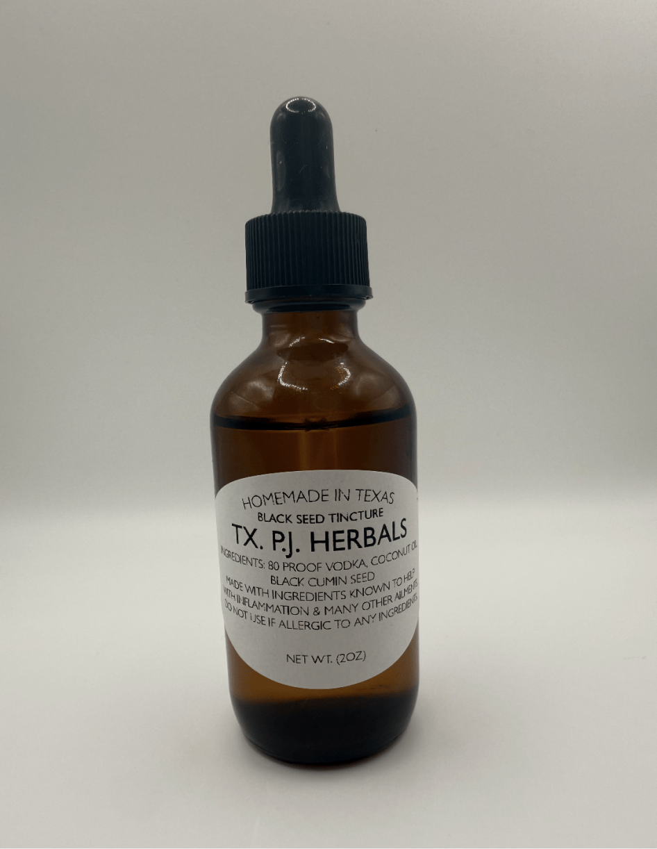 Black Seed Tincture brown glass dropper bottle for blood sugar regulation by TX PJ Herbals