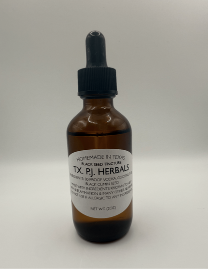 Black Seed Tincture brown glass dropper bottle for blood sugar regulation by TX PJ Herbals