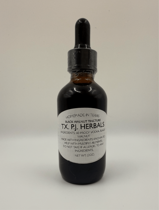 Black Walnut Tincture bottle for parasite removal and health support with natural herbal ingredients