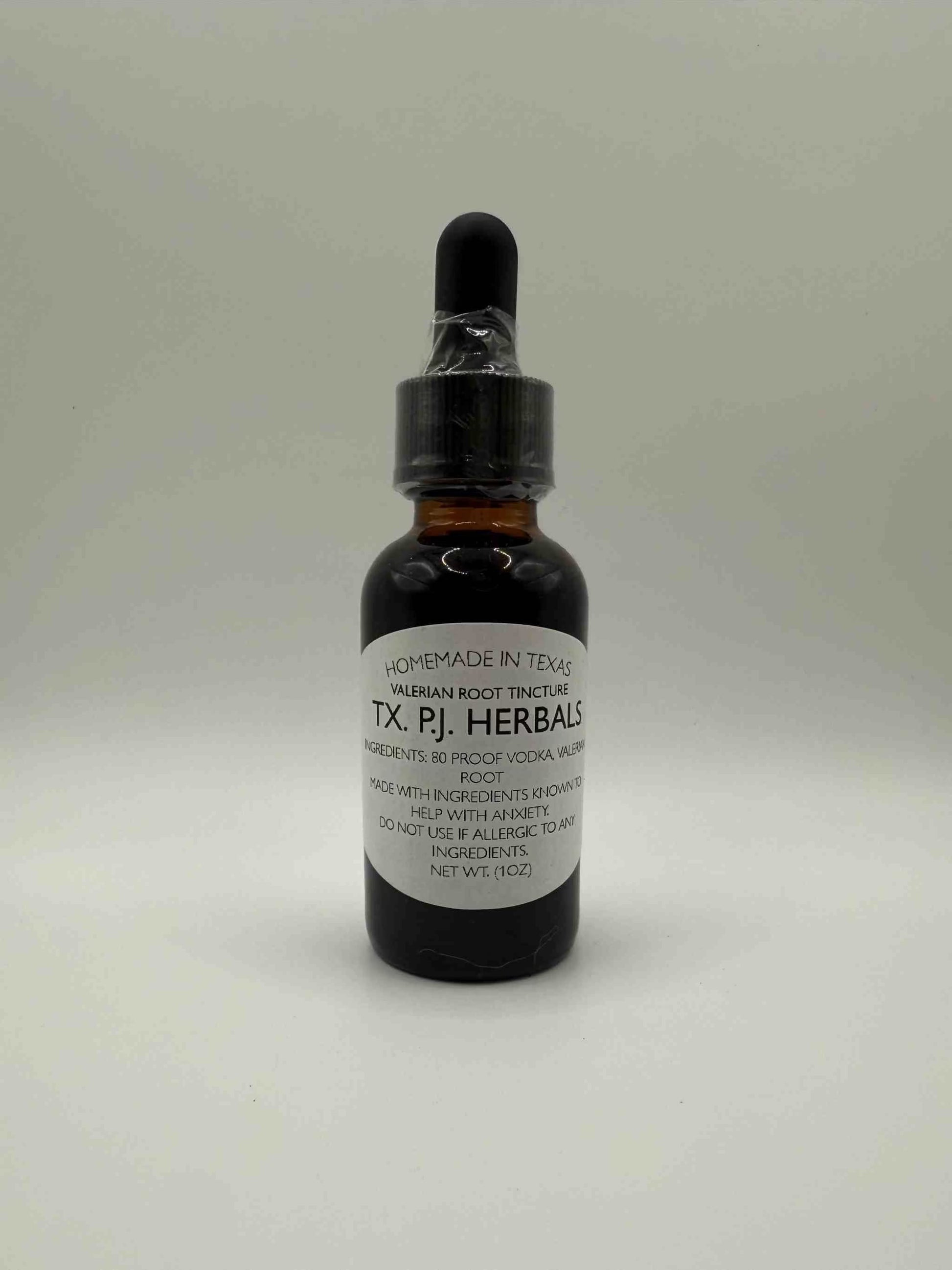 Bottle of Valerian Root Tincture with dropper for anxiety relief and muscle relaxation