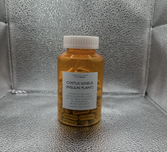  Costus Igneous "Insulin Plant" Bottle of diabetic support capsules for natural blood sugar regulation