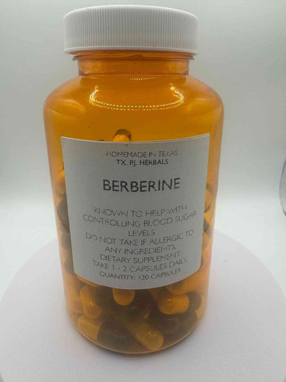 Bottle of Berberine diabetic support capsules for blood sugar control and metabolic health