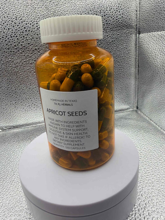 Apricot Seed Capsules bottle showcasing natural herbal wellness supplement