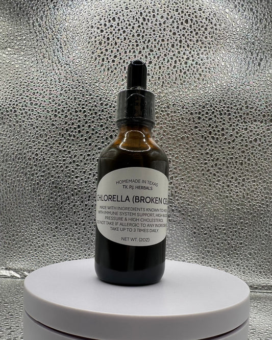 All-Natural Chlorella broken cell tincture in glass dropper bottle
