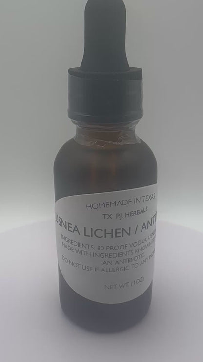 Usnea Lichen Tincture is purported to possess antibiotic properties.